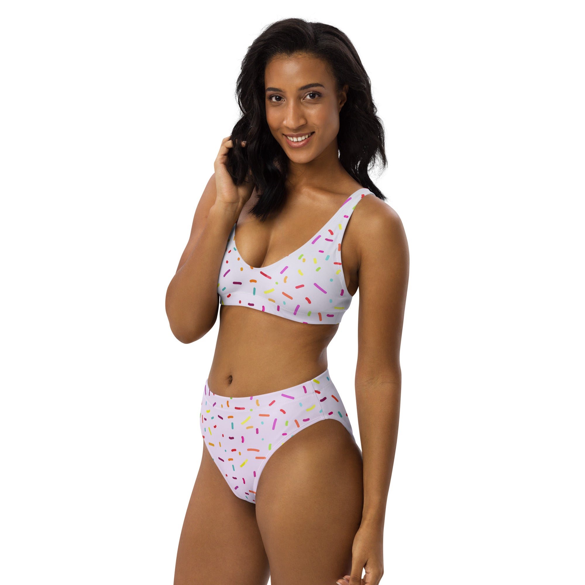 Women's Colorful Sprinkles Recycled Bikini - Removable Padding, Buttery Soft Quick-Drying UPF 50+ Fabric