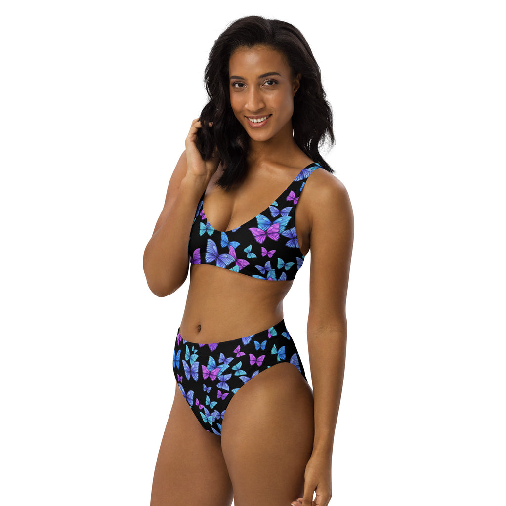 Women's Vibrant Butterfly Recycled Bikini - Removable Padding, Buttery Soft Quick-Drying UPF 50+ Fabric