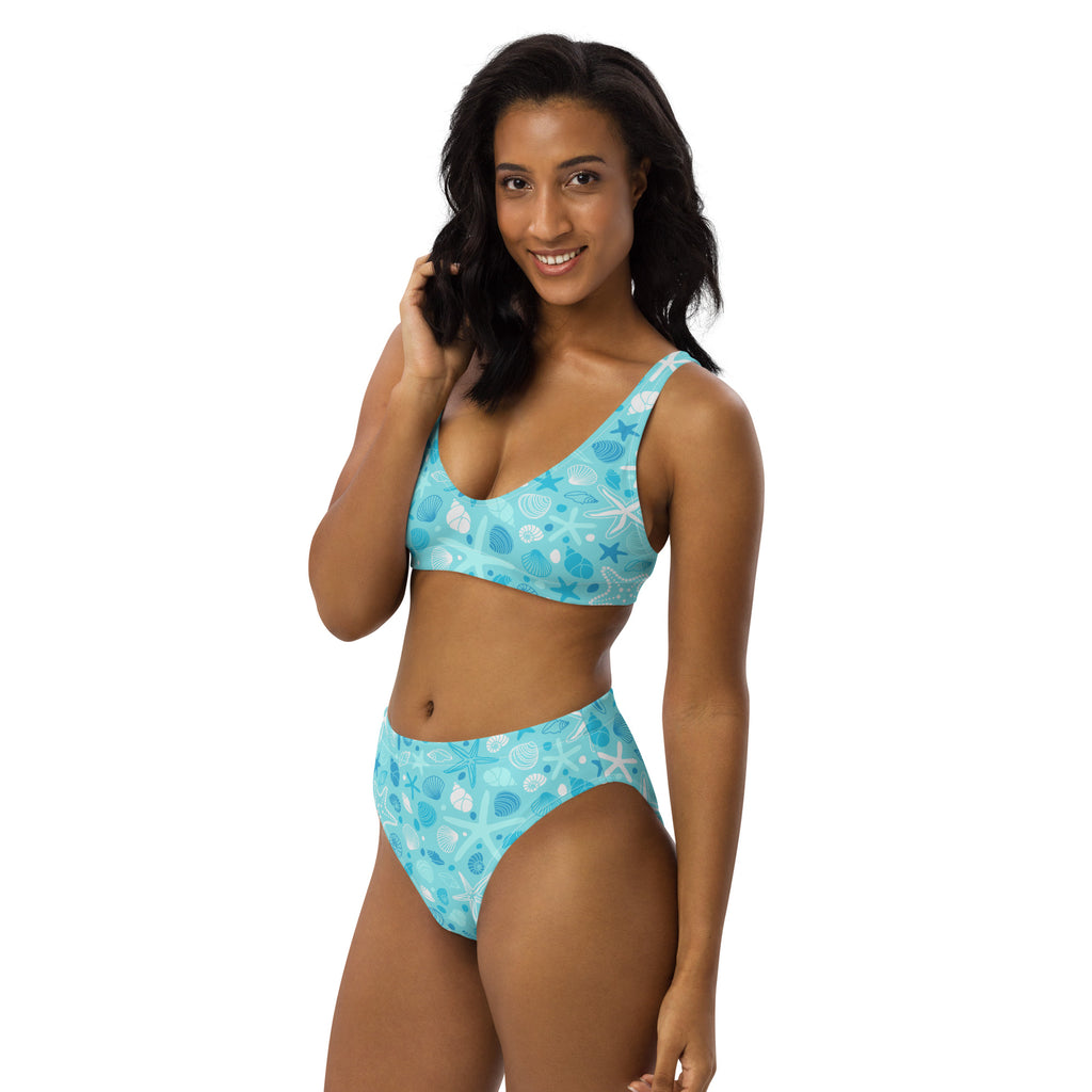 Women's Starfish & Shells Recycled Bikini - Removable Padding, Buttery Soft Quick-Drying UPF 50+ Fabric