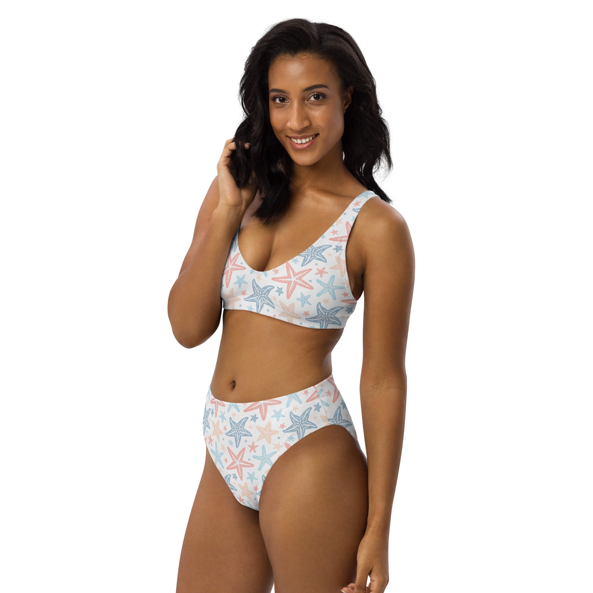 Women's Pastel Starfish Recycled Bikini - Removable Padding, Buttery Soft Quick-Drying UPF 50+ Fabric