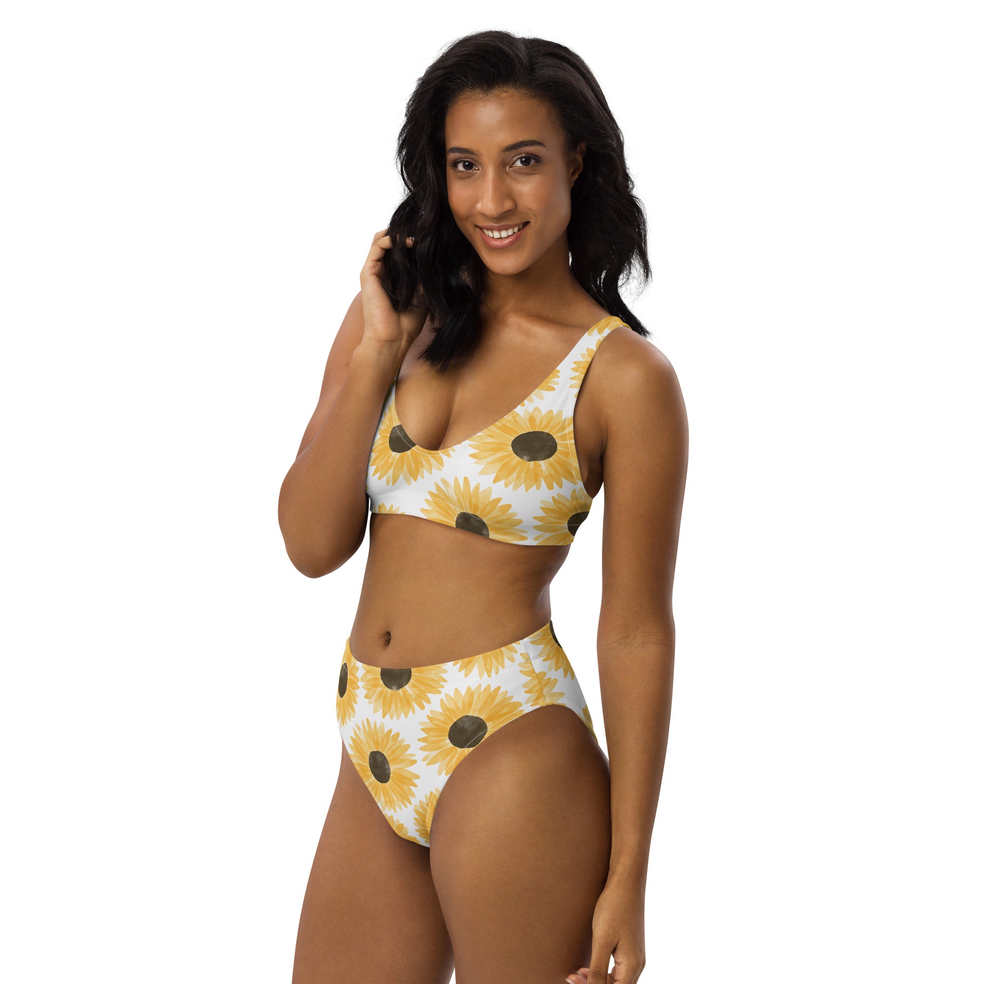 Women's Sunflower Recycled Bikini - Removable Padding, Buttery Soft Quick-Drying UPF 50+ Fabric