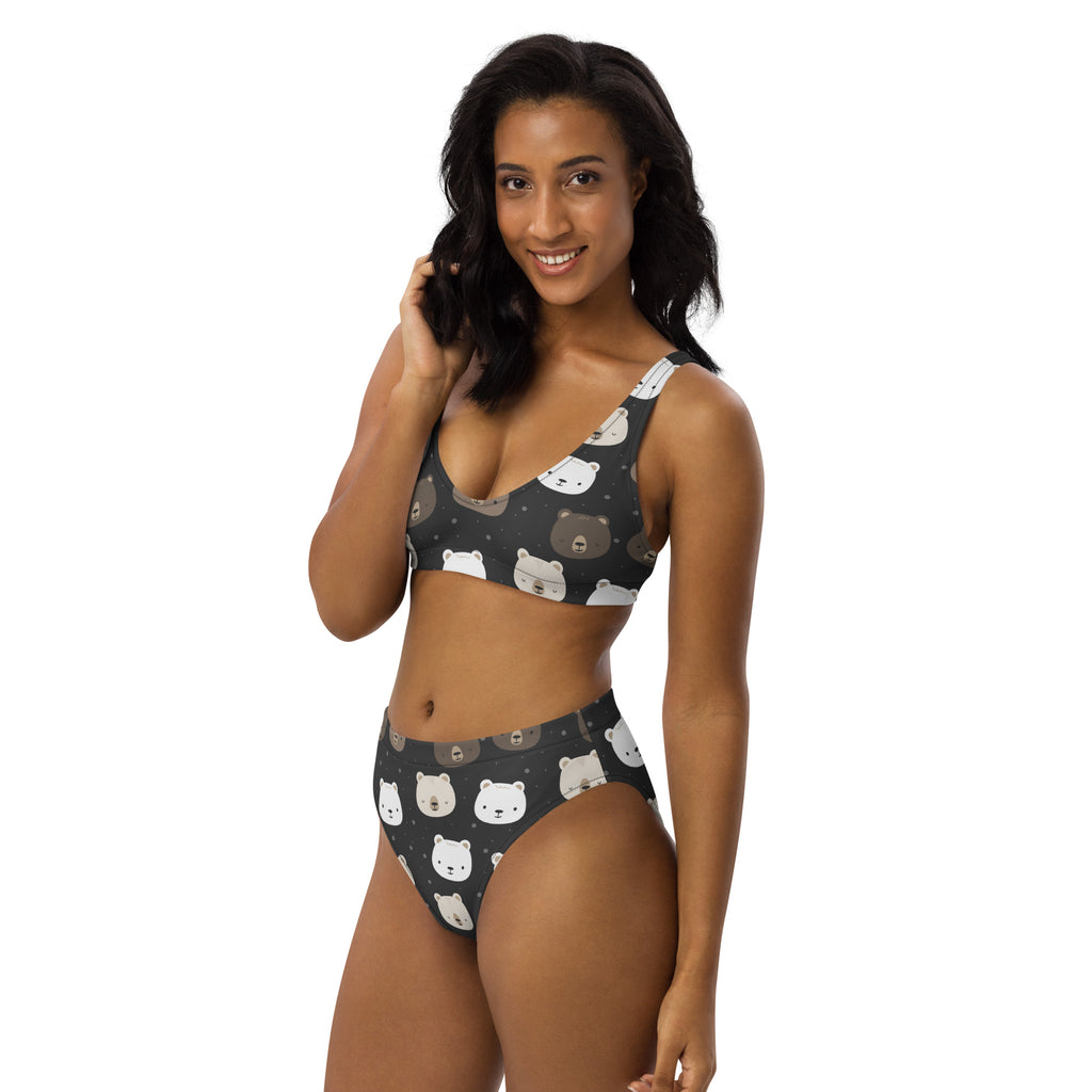 Women's Bear Face Recycled Bikini - Removable Padding, Buttery Soft Quick-Drying UPF 50+ Fabric