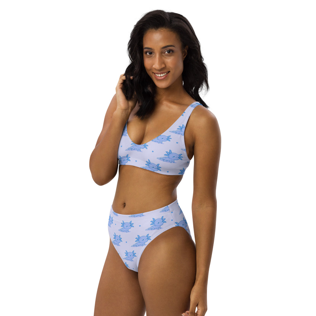 Women's Blue Axolotl Recycled Bikini - Removable Padding, Buttery Soft Quick-Drying UPF 50+ Fabric