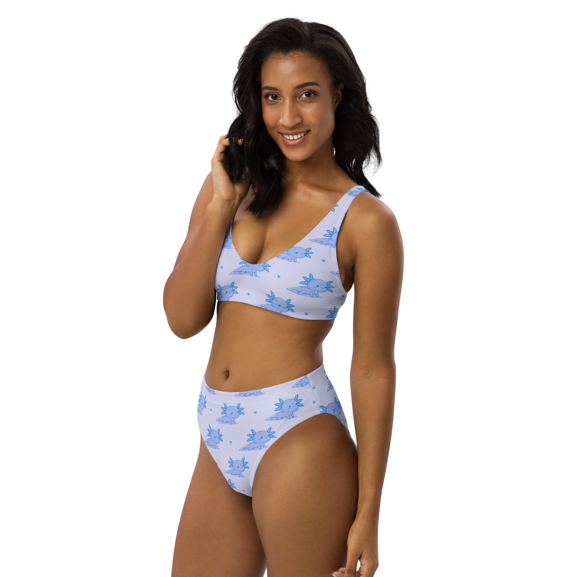Women's Blue Axolotl Recycled Bikini - Removable Padding, Buttery Soft Quick-Drying UPF 50+ Fabric
