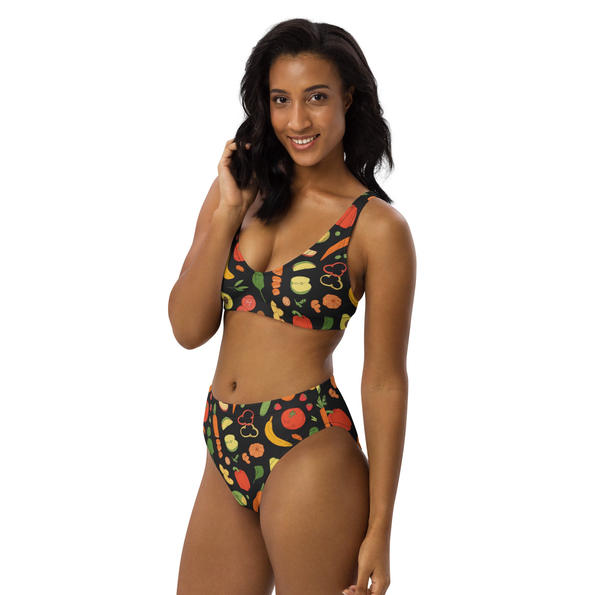 Women's Fruit & Veggie Recycled Bikini - Removable Padding, Buttery Soft Quick-Drying UPF 50+ Fabric