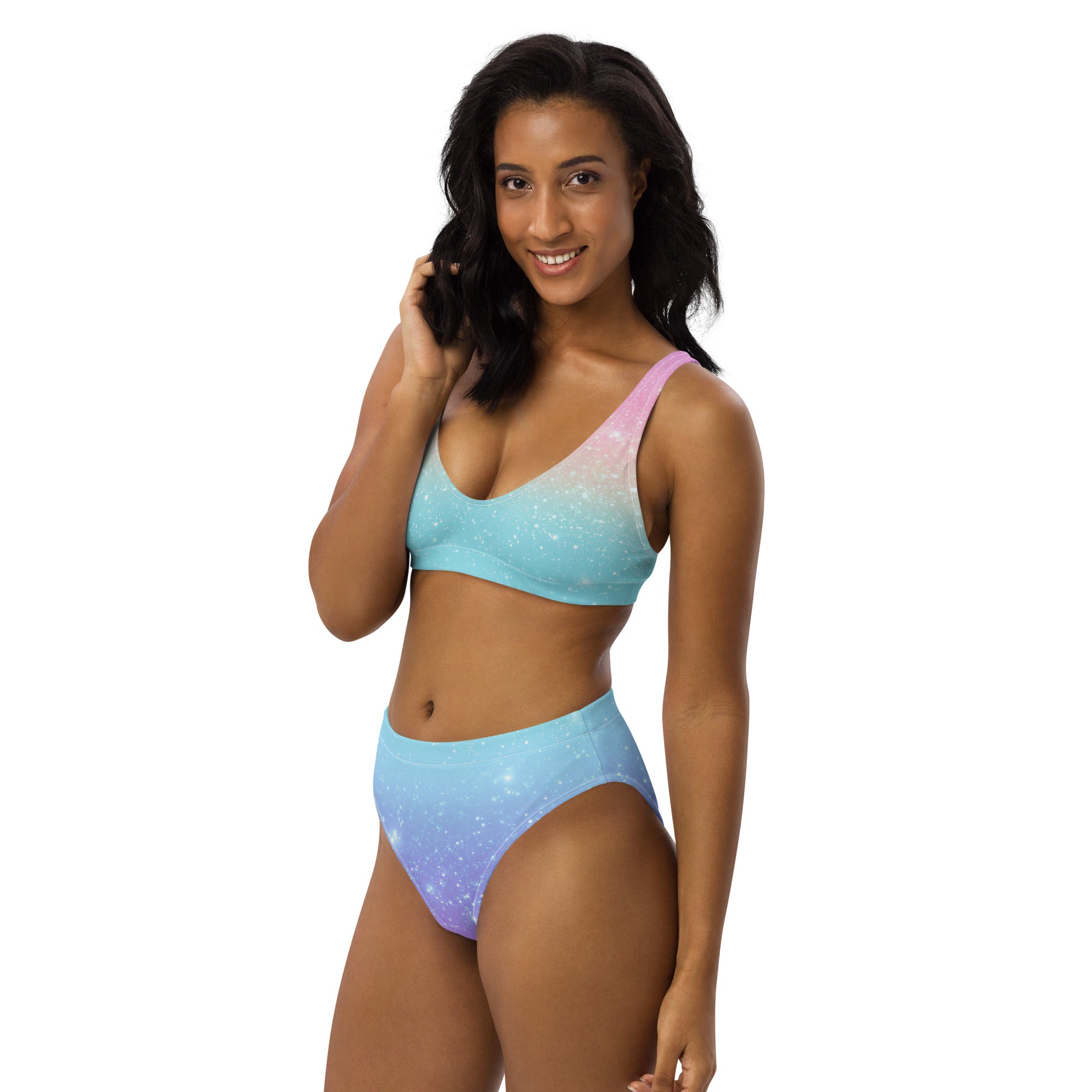 Women's Faux Sparkle Effect Recycled Bikini - Removable Padding, Buttery Soft Quick-Drying UPF 50+ Fabric