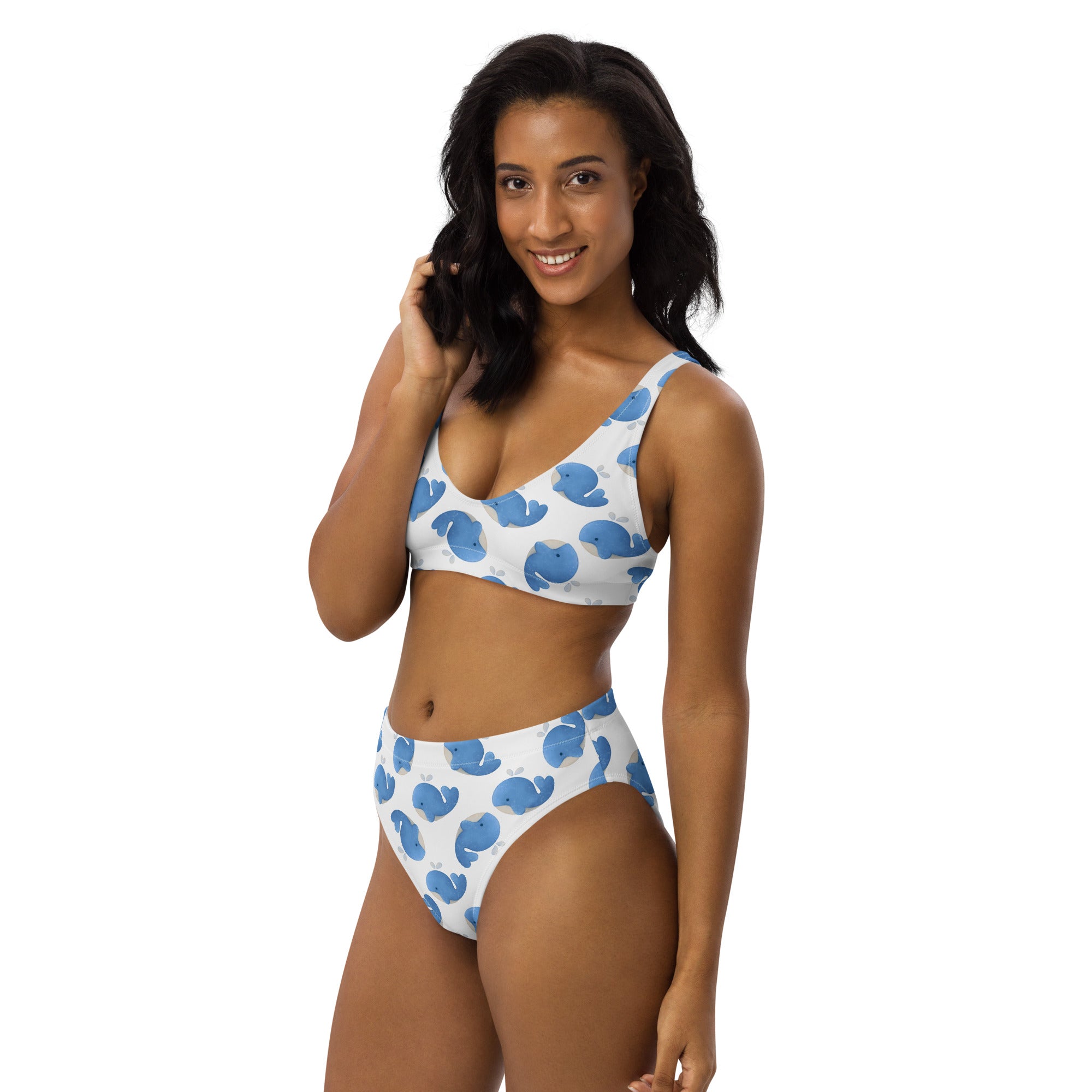 Women's Blue Whale Recycled Bikini - Removable Padding, Buttery Soft Quick-Drying UPF 50+ Fabric