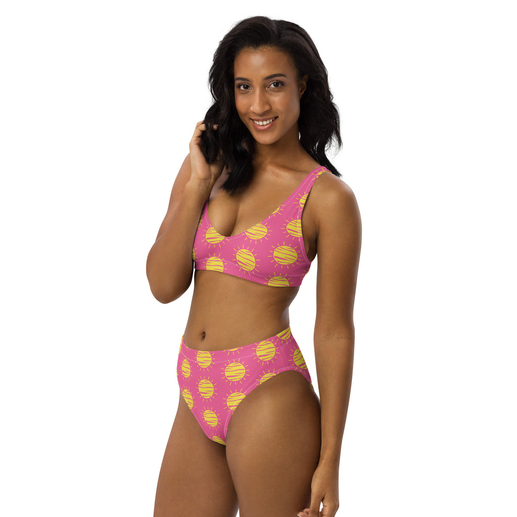 Women's Pink Sunshine Recycled Bikini - Removable Padding, Buttery Soft Quick-Drying UPF 50+ Fabric