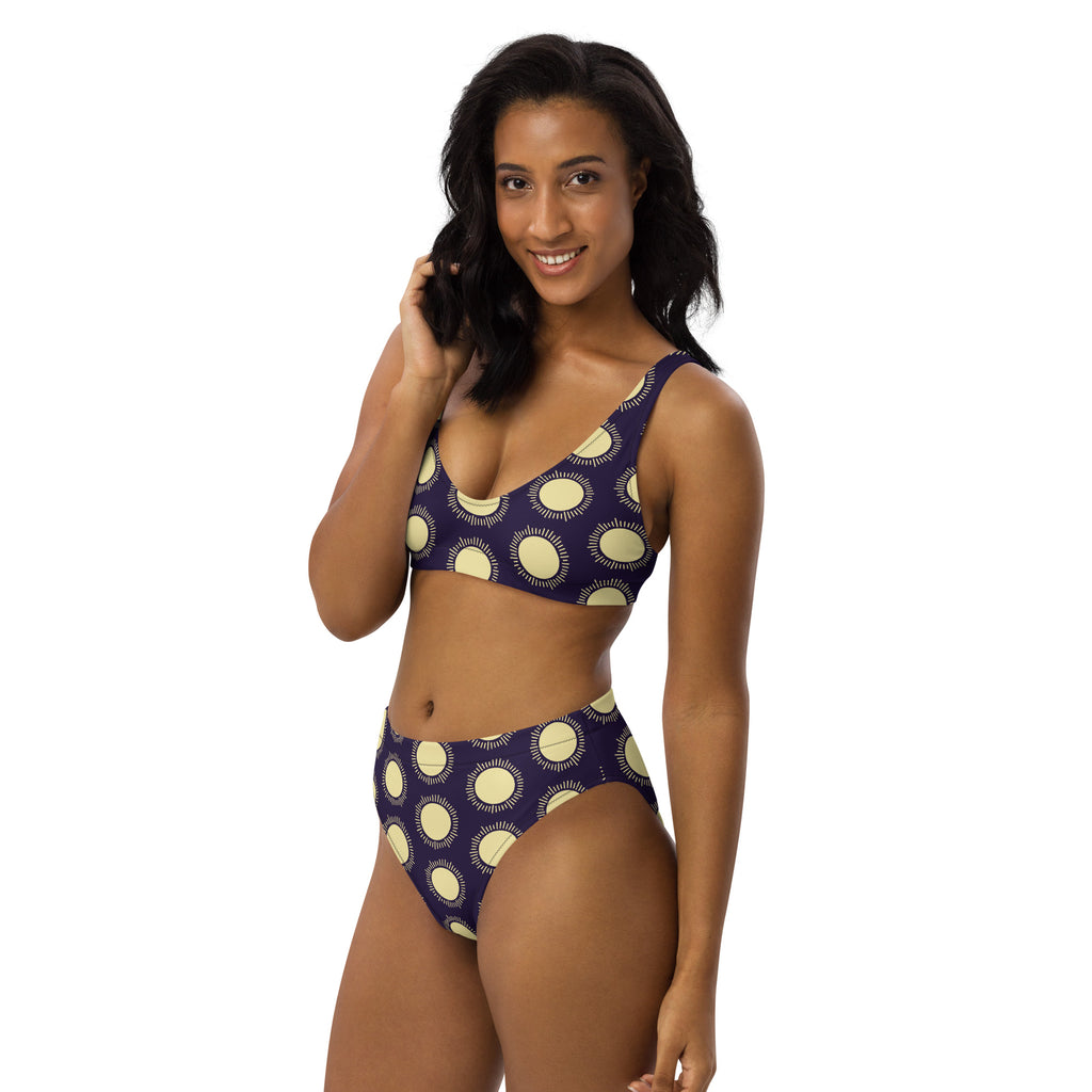 Women's Purple Sun Print Recycled Bikini - Removable Padding, Buttery Soft Quick-Drying UPF 50+ Fabric