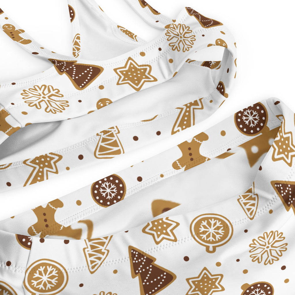 Women's Gingerbread Cookies Christmas Padded Recycled Bikini - Quick Drying Fabric With UPF 50+