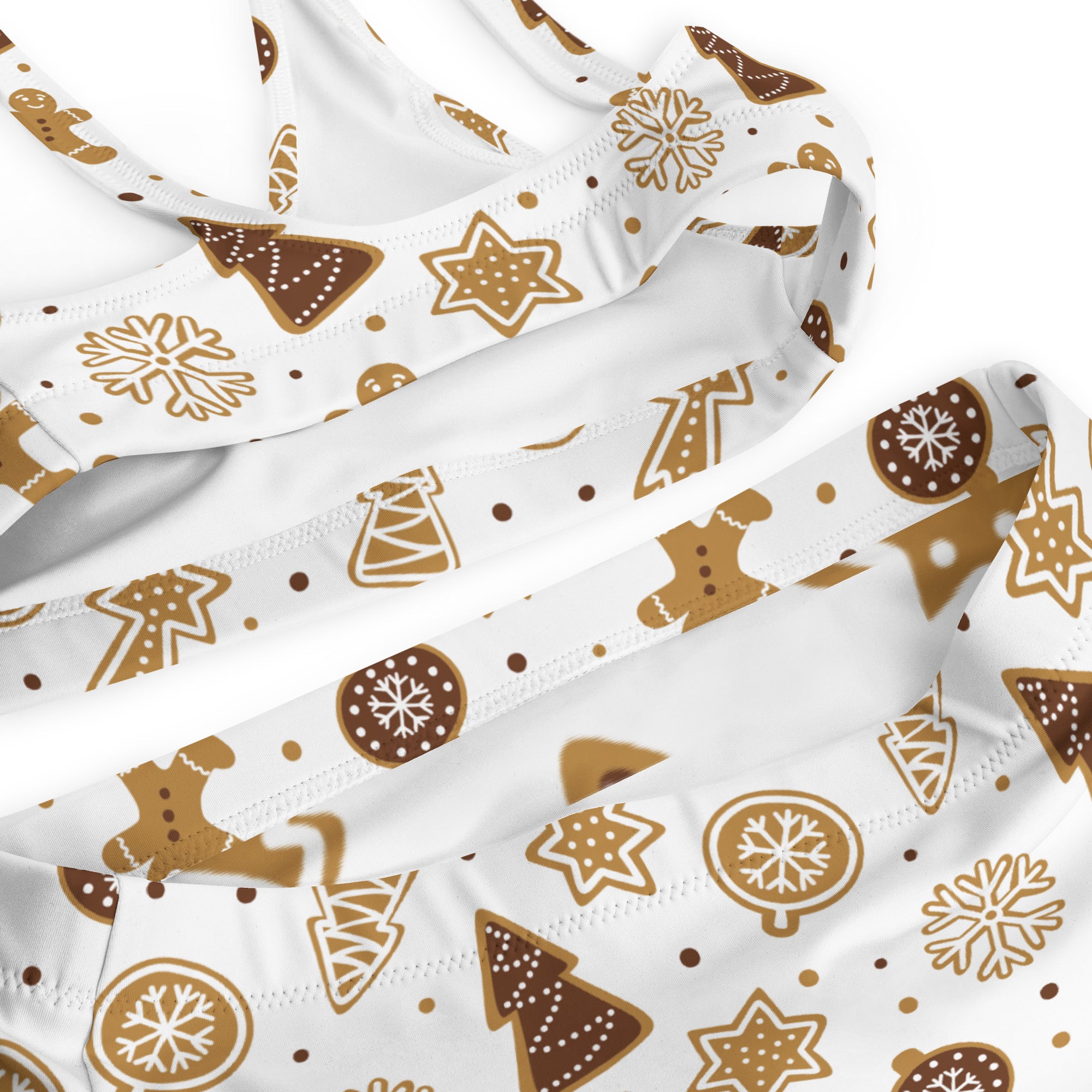 Women's Gingerbread Cookies Christmas Padded Recycled Bikini - Quick Drying Fabric With UPF 50+