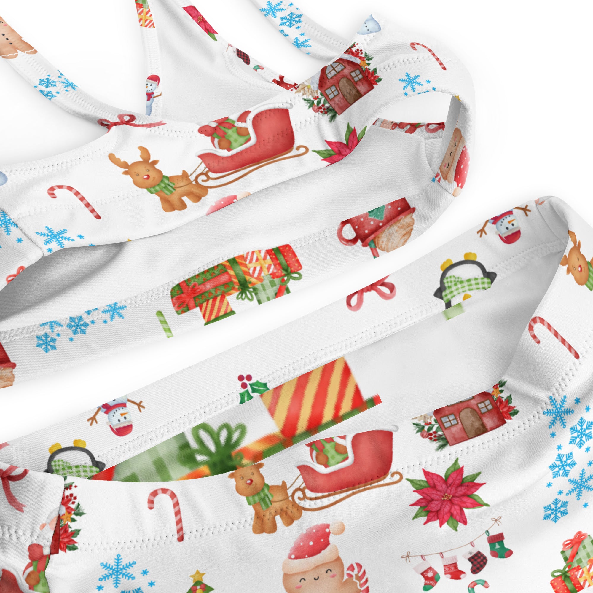 Women's Christmas Recycled Bikini - Quick Drying Fabric With UPF 50+