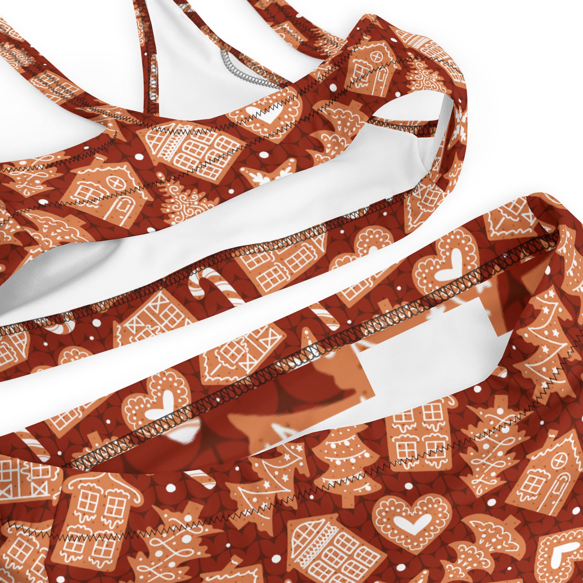 Women's Red Gingerbread Recycled Bikini - Quick Drying Fabric With UPF 50+