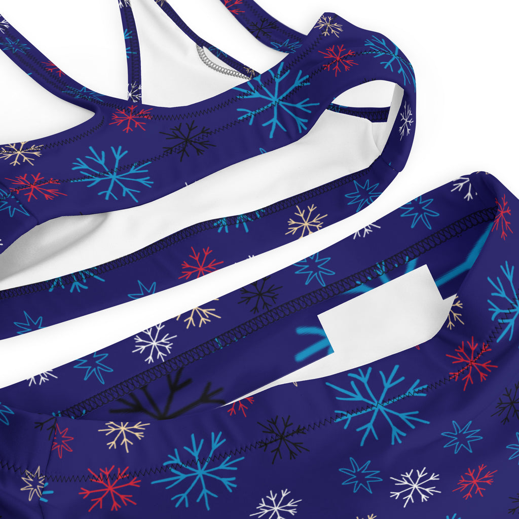 Women's Blue Snowflake Recycled Bikini - Quick Drying Fabric With UPF 50+
