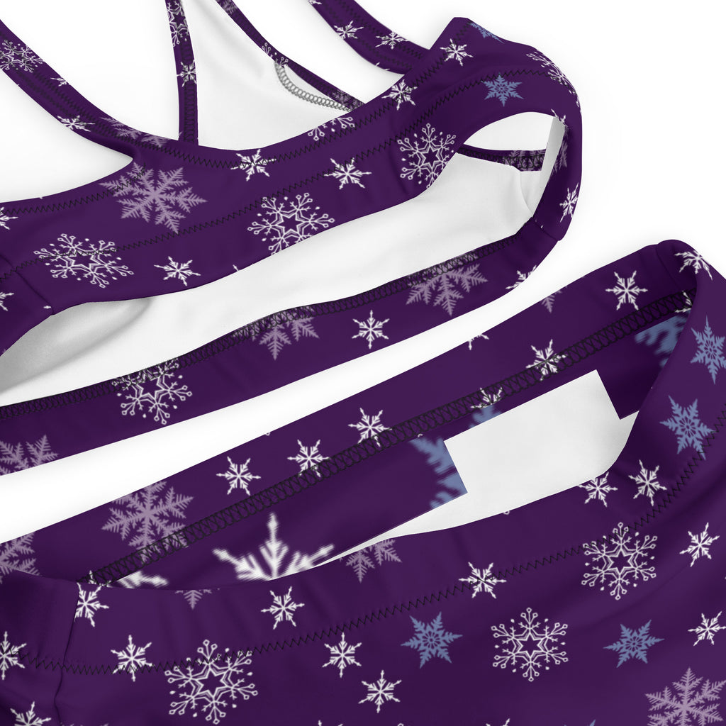 Women's Purple Snowflake Recycled Bikini - Quick Drying Fabric With UPF 50+