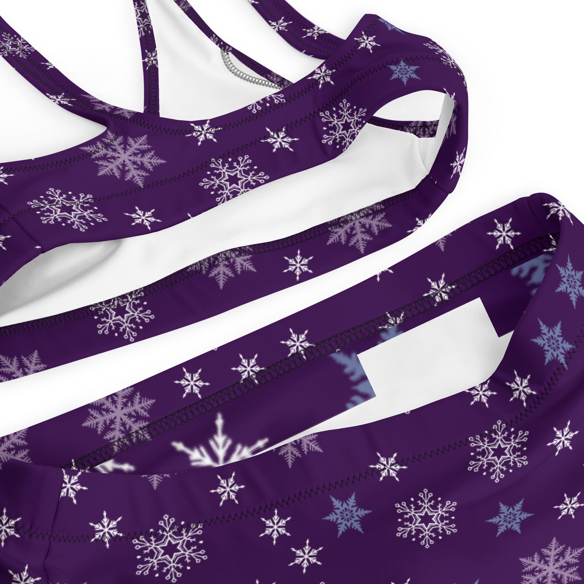 Women's Purple Snowflake Recycled Bikini - Quick Drying Fabric With UPF 50+