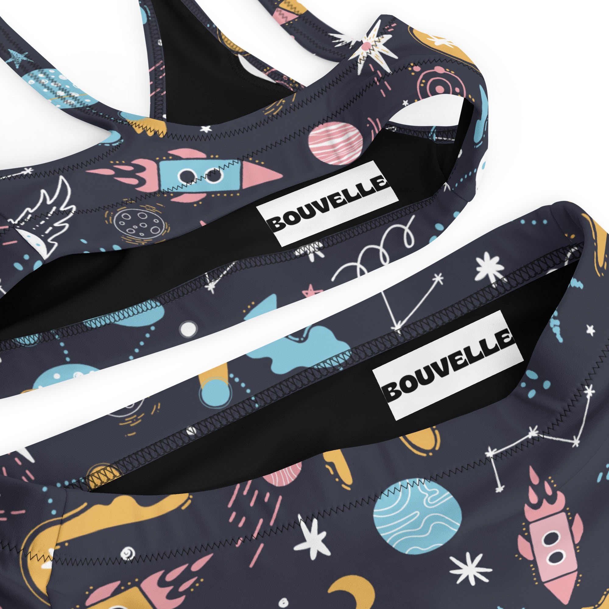 Women's Outer Space Recycled Bikini - Removable Padding, Buttery Soft Quick-Drying UPF 50+ Fabric