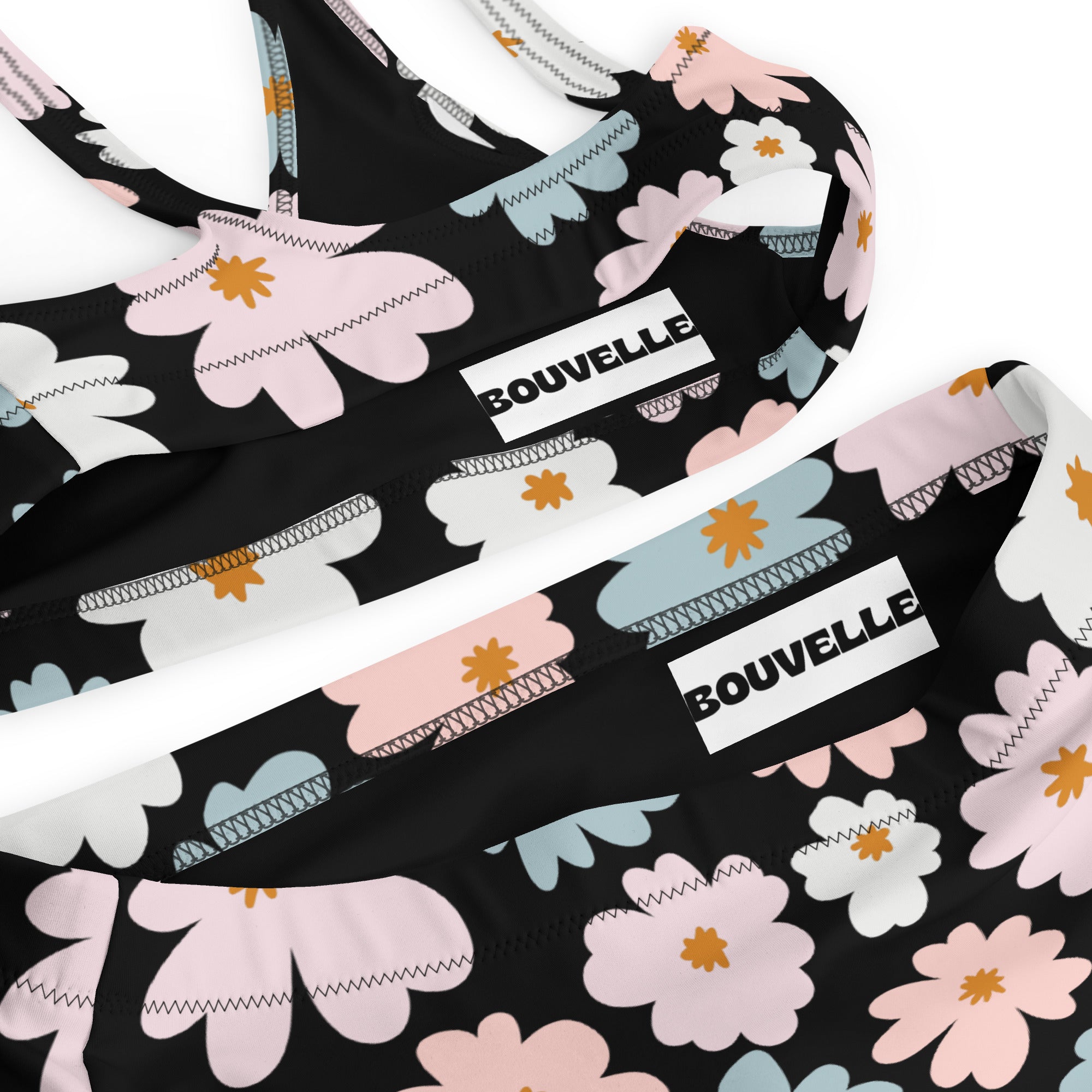 Women's Retro Floral Recycled Bikini - Removable Padding, Buttery Soft Quick-Drying UPF 50+ Fabric