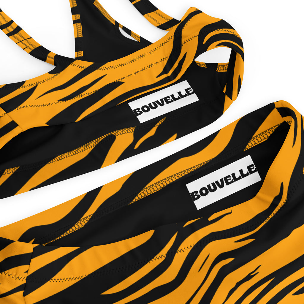 Women's Tiger Stripe Recycled Bikini - Removable Padding, Buttery Soft Quick-Drying UPF 50+ Fabric