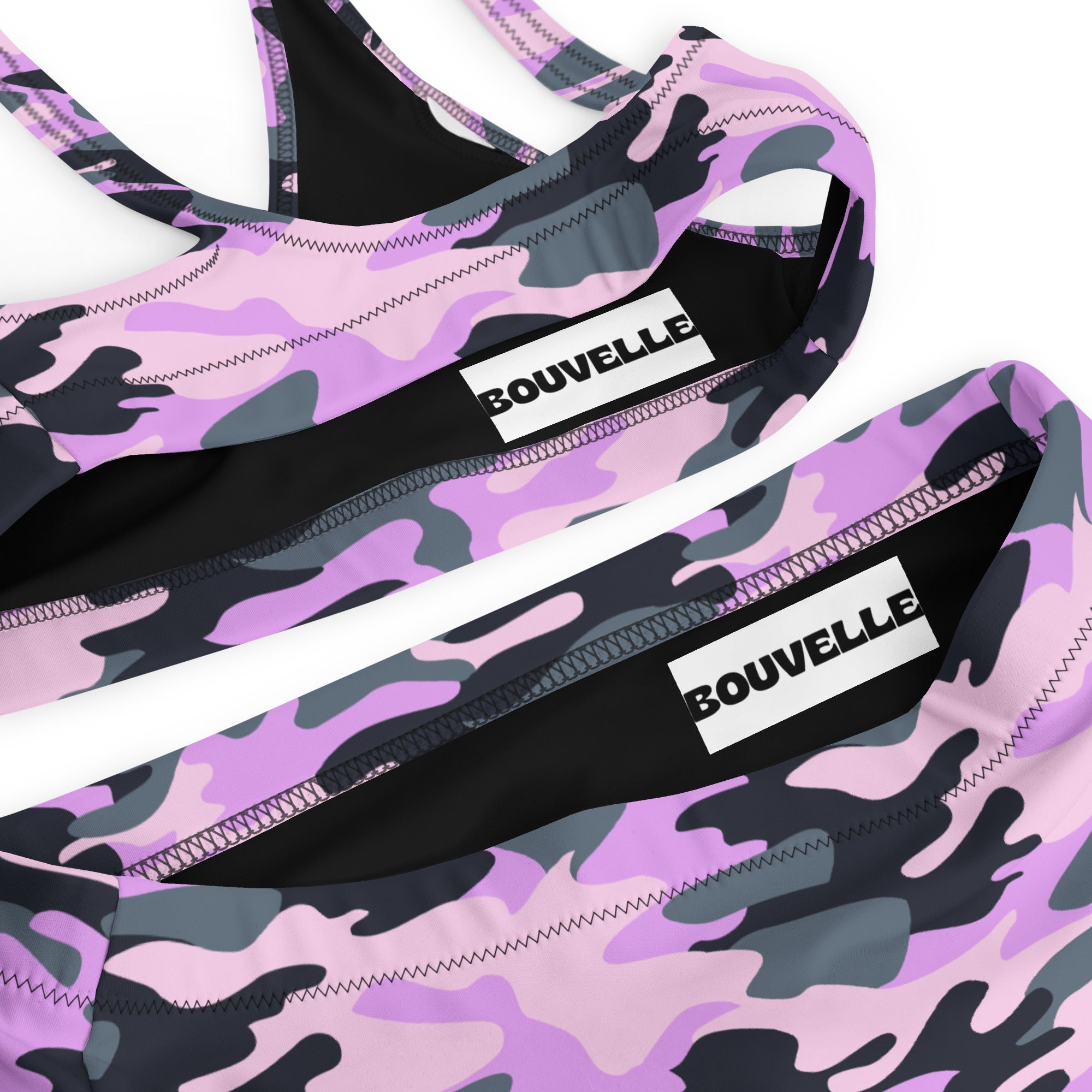 Women's Purple Camouflage Recycled Bikini - Removable Padding, Buttery Soft Quick-Drying UPF 50+ Fabric