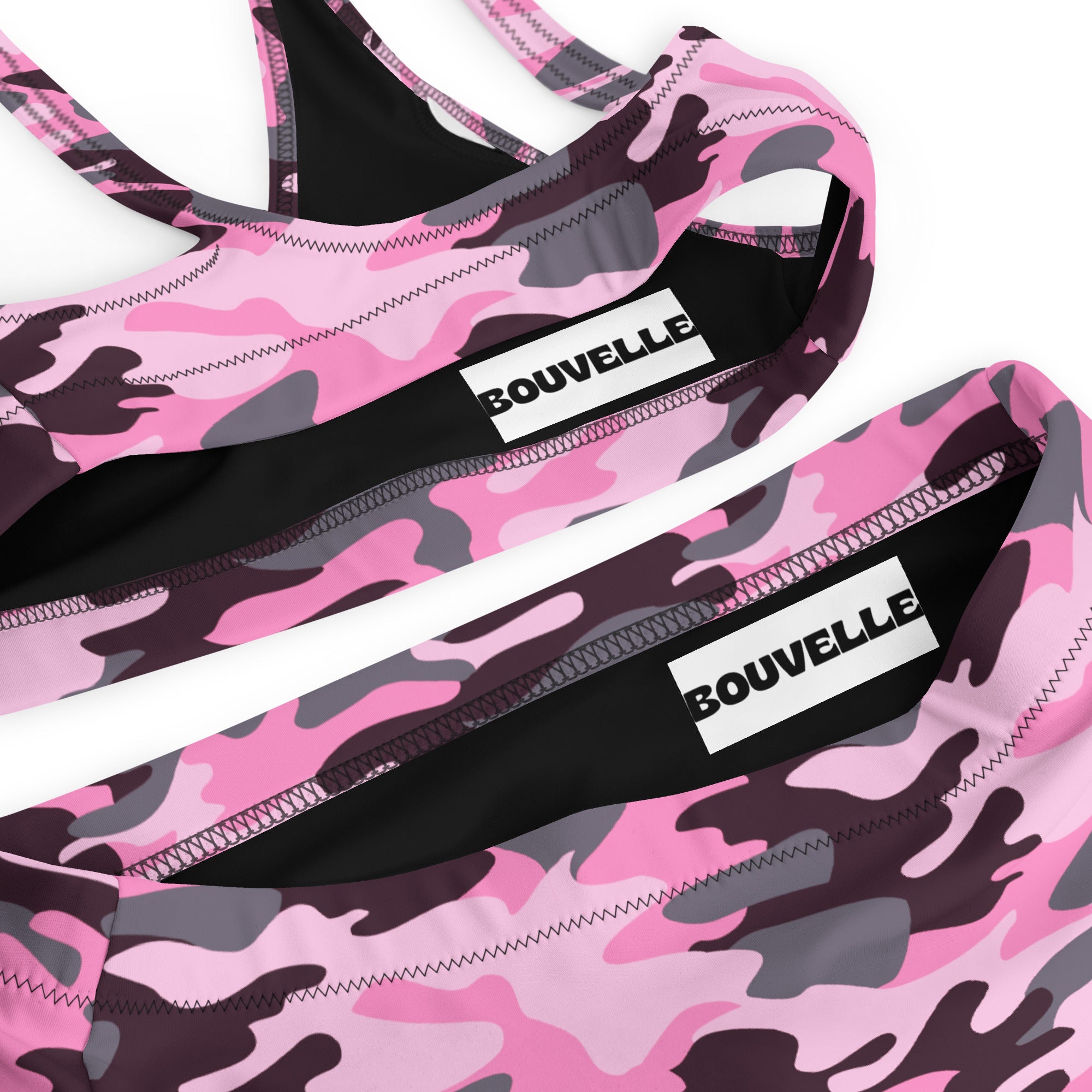 Women's Pink Camouflage Recycled Bikini - Removable Padding, Buttery Soft Quick-Drying UPF 50+ Fabric