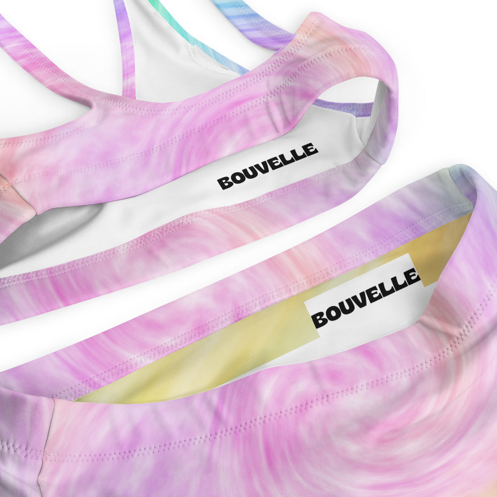 Women's Rainbow Tie Dye Recycled Bikini - Removable Padding, Buttery Soft Quick-Drying UPF 50+ Fabric