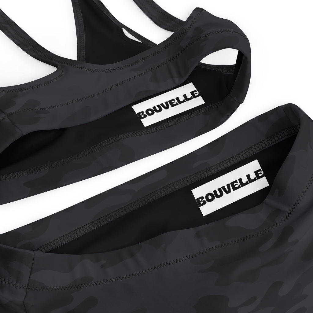 Women's Black Camouflage Recycled Bikini - Removable Padding, Buttery Soft Quick-Drying UPF 50+ Fabric