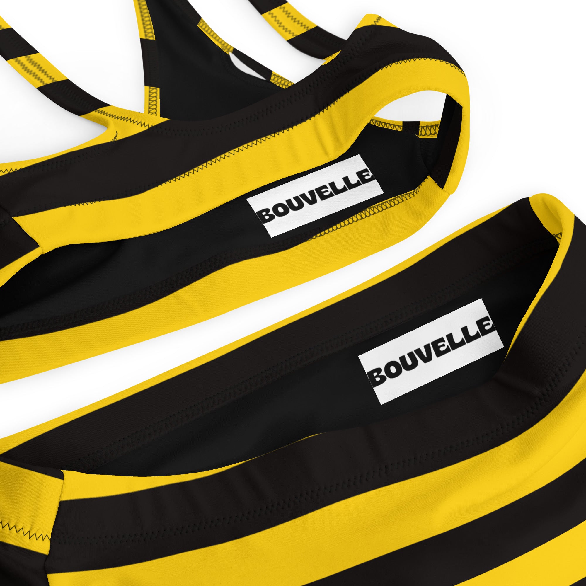 Women's Bee Stripe Recycled Bikini - Removable Padding, Buttery Soft Quick-Drying UPF 50+ Fabric