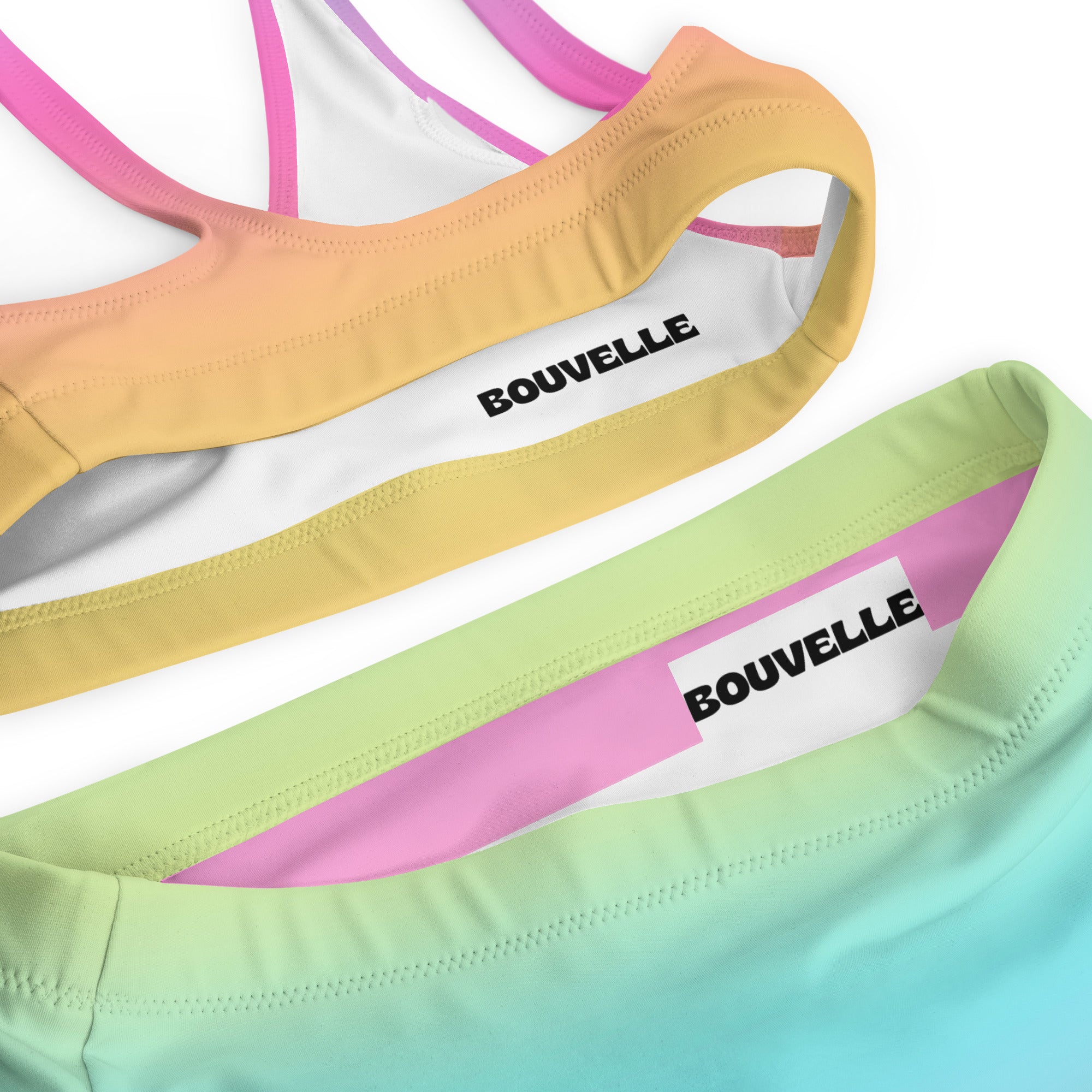 Women's Bright Rainbow Recycled Bikini - Removable Padding, Buttery Soft Quick-Drying UPF 50+ Fabric