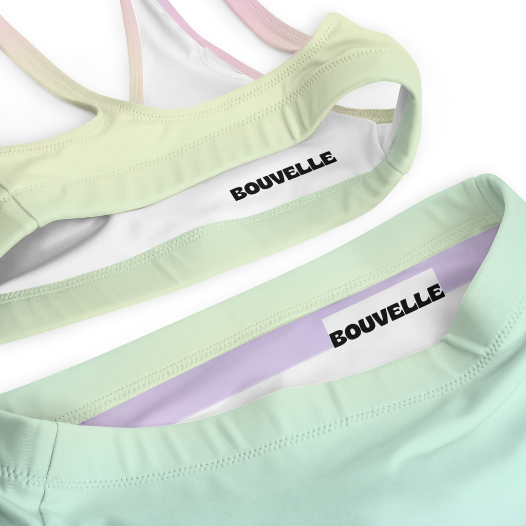 Women's Pastel Rainbow Recycled Bikini - Removable Padding, Buttery Soft Quick-Drying UPF 50+ Fabric