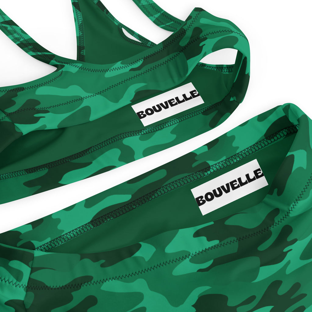 Women's Green Camouflage Recycled Bikini - Removable Padding, Buttery Soft Quick-Drying UPF 50+ Fabric