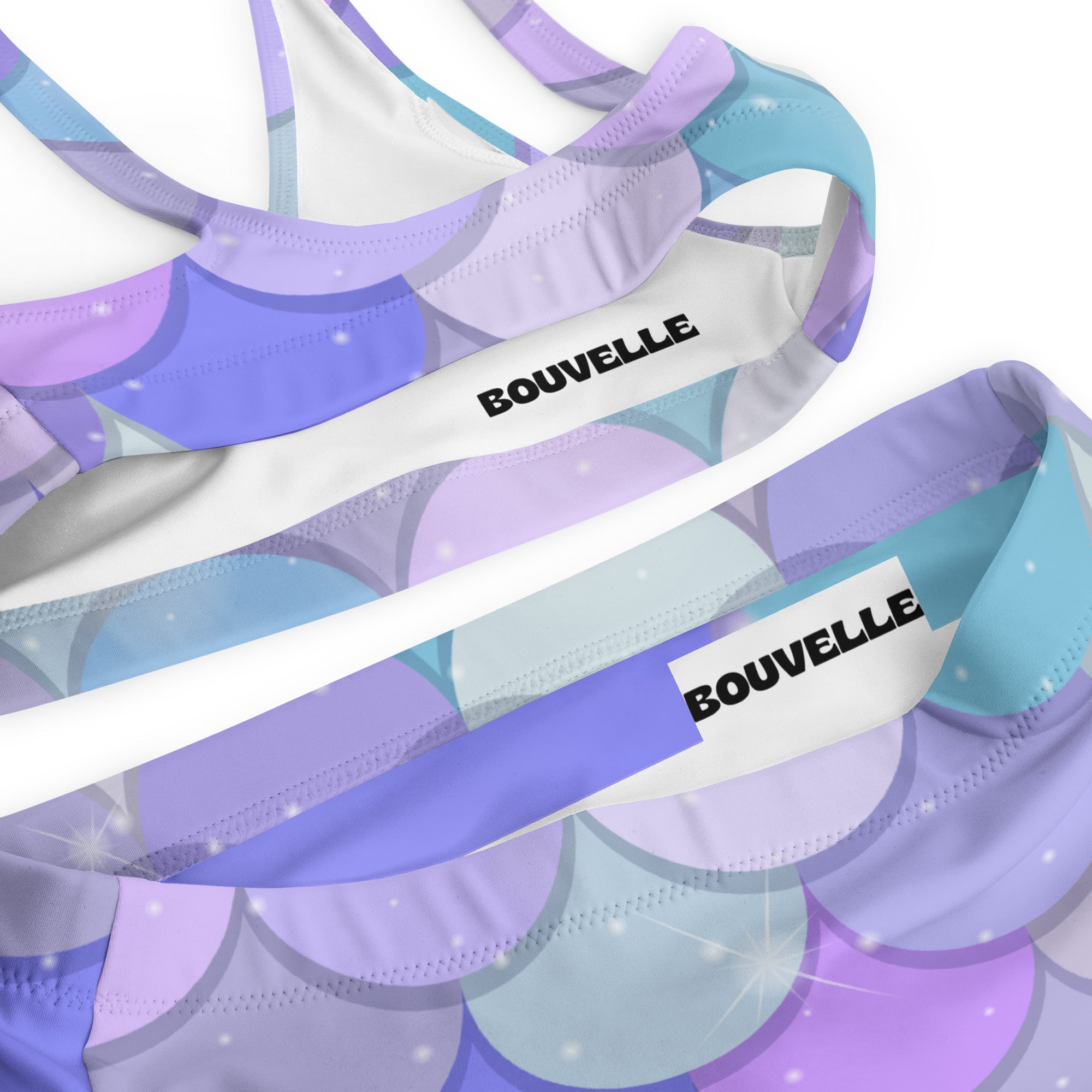 Women's Purple Mermaid Scale Recycled Bikini - Removable Padding, Buttery Soft Quick-Drying UPF 50+ Fabric