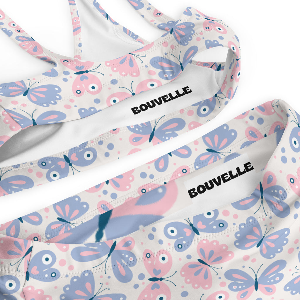 Women's Butterfly Print Recycled Bikini - Removable Padding, Buttery Soft Quick-Drying UPF 50+ Fabric