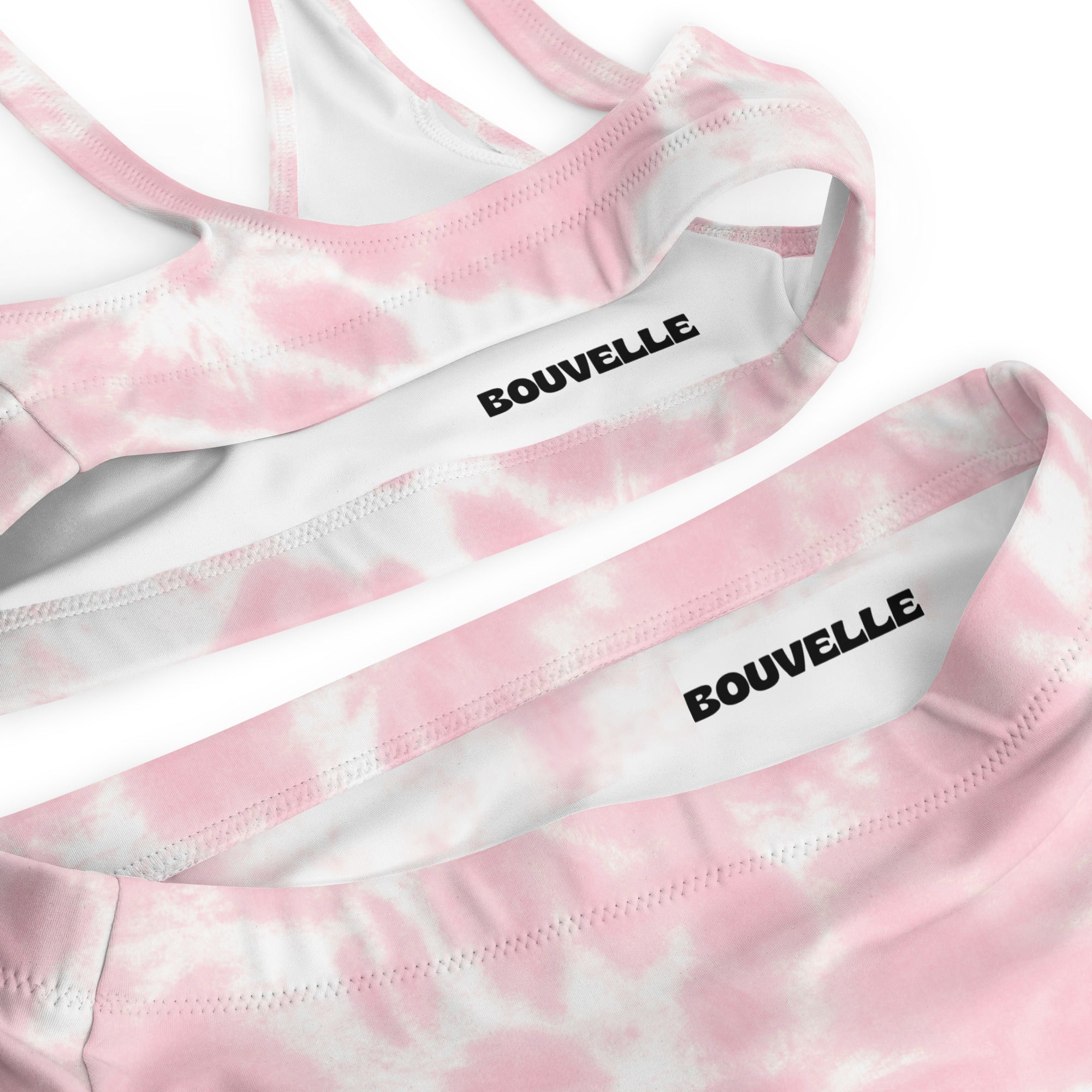 Women's Pink Tie Dye Recycled Bikini - Removable Padding, Buttery Soft Quick-Drying UPF 50+ Fabric