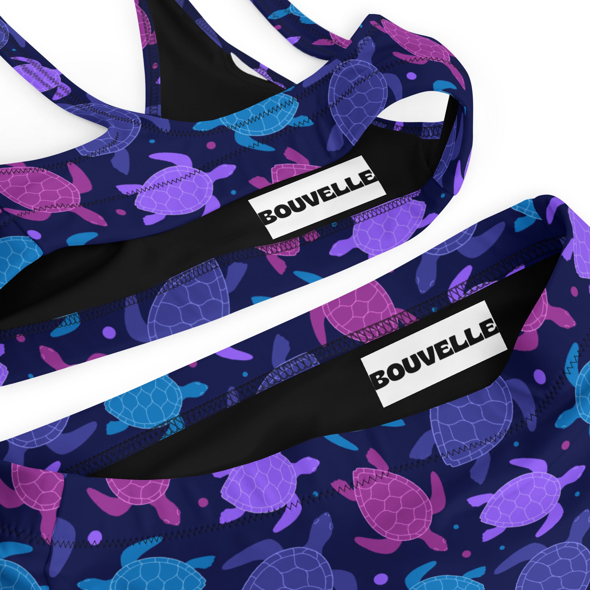 Women's Purple Sea Turtle Recycled Bikini - Removable Padding, Buttery Soft Quick-Drying UPF 50+ Fabric