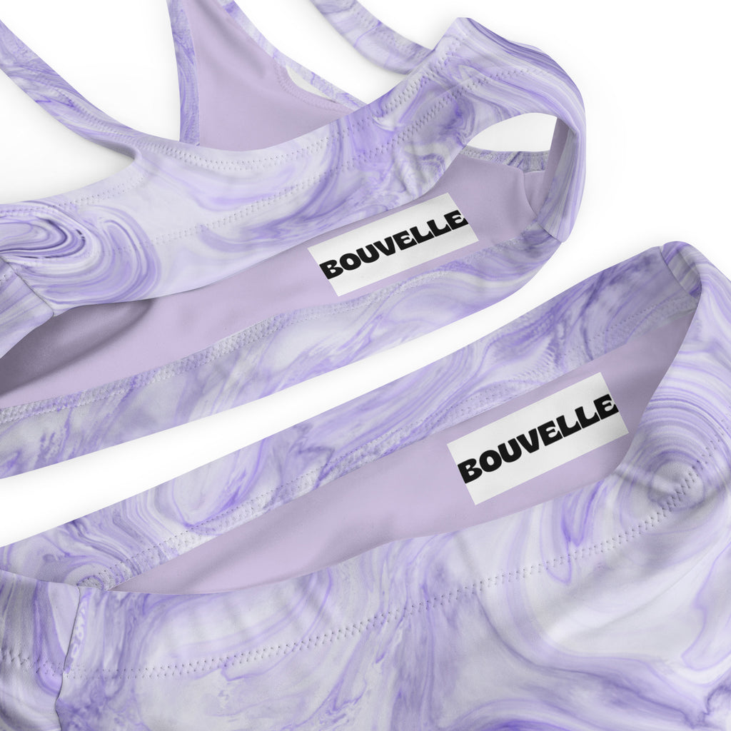 Women's Purple Marble Recycled Bikini - Removable Padding, Buttery Soft Quick-Drying UPF 50+ Fabric