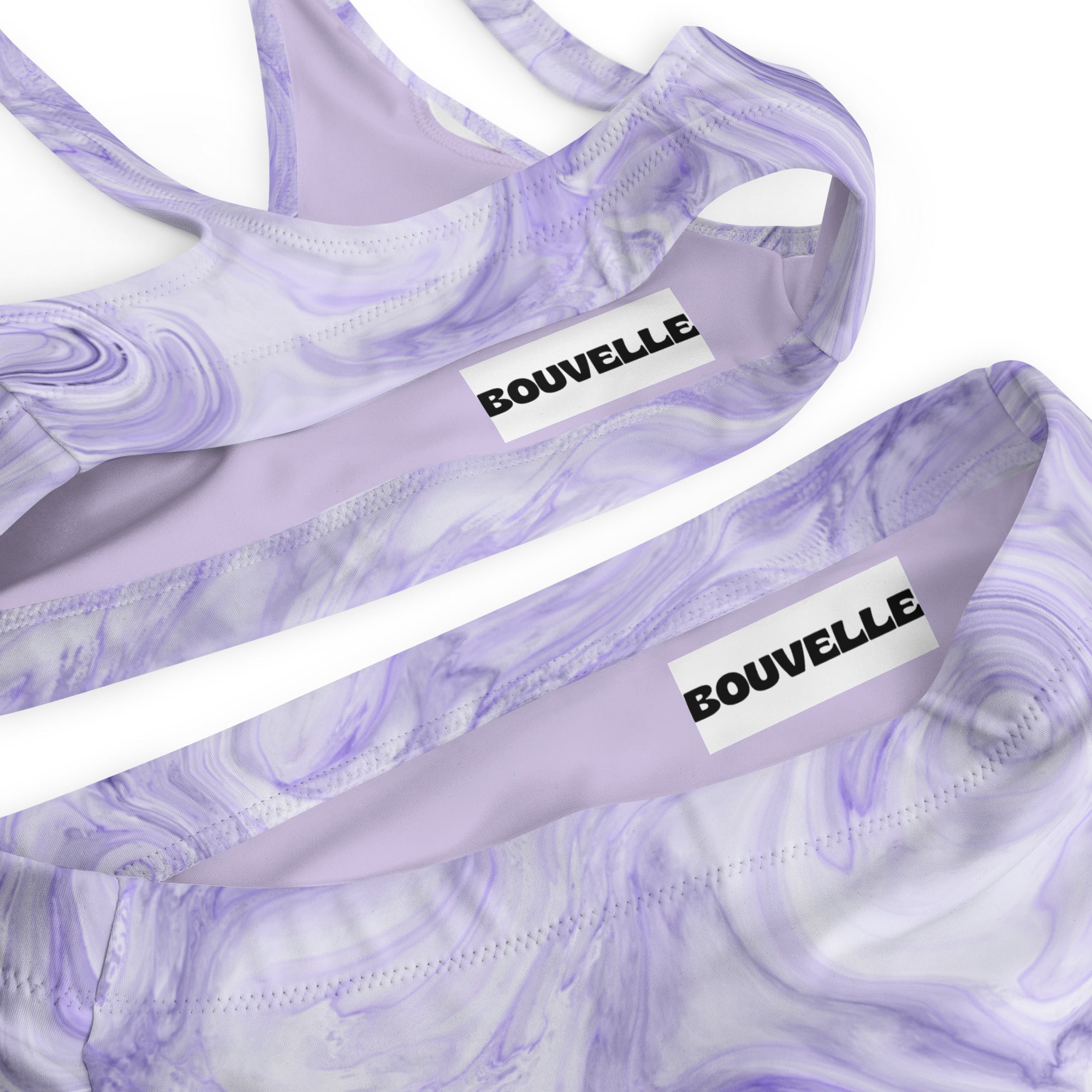 Women's Purple Marble Recycled Bikini - Removable Padding, Buttery Soft Quick-Drying UPF 50+ Fabric