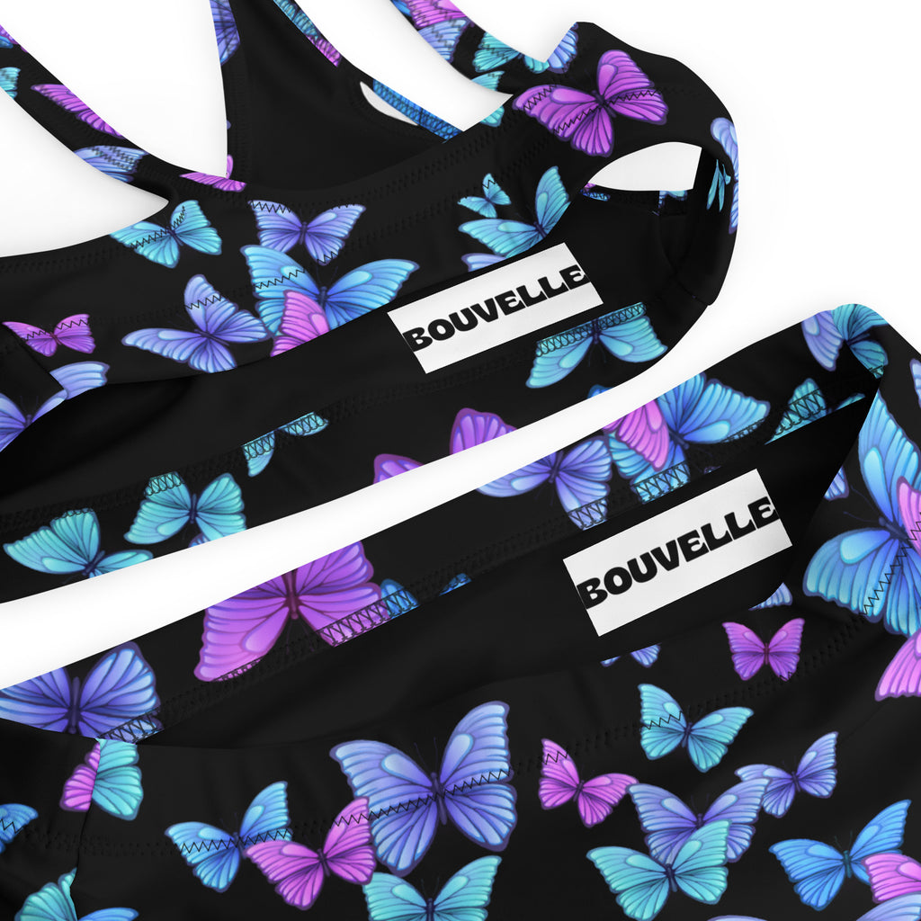Women's Vibrant Butterfly Recycled Bikini - Removable Padding, Buttery Soft Quick-Drying UPF 50+ Fabric