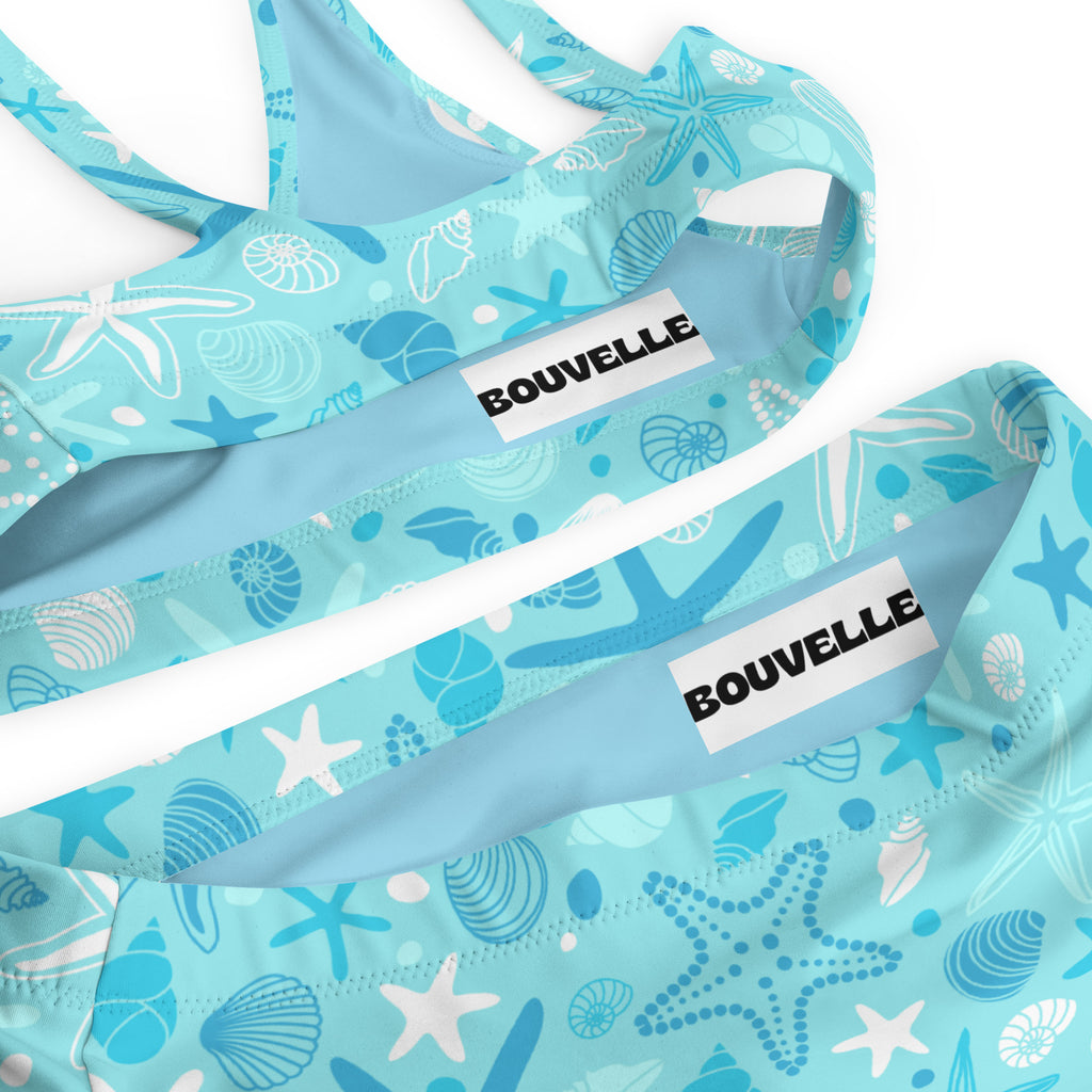 Women's Starfish & Shells Recycled Bikini - Removable Padding, Buttery Soft Quick-Drying UPF 50+ Fabric