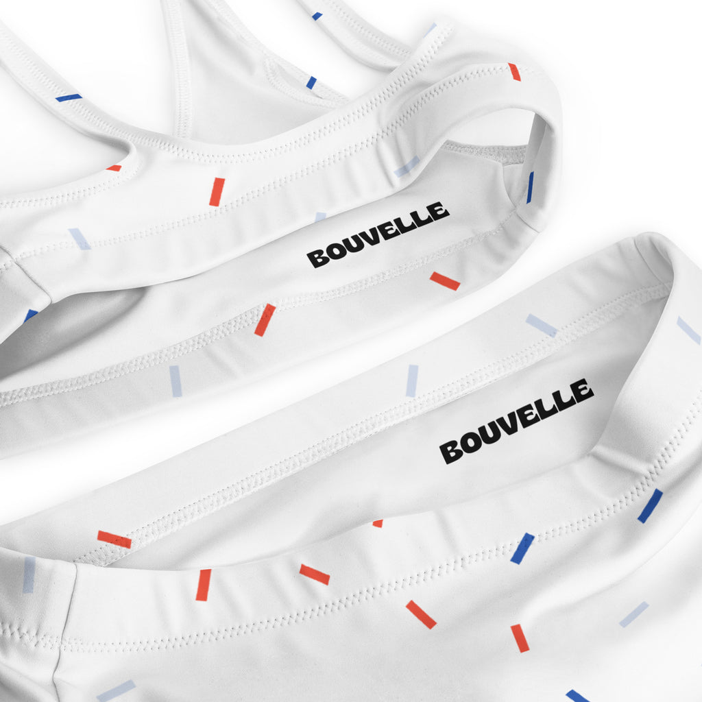 Women's Red White and Blue Confetti Sprinkles Recycled Bikini - Removable Padding, Buttery Soft Quick-Drying UPF 50+ Fabric
