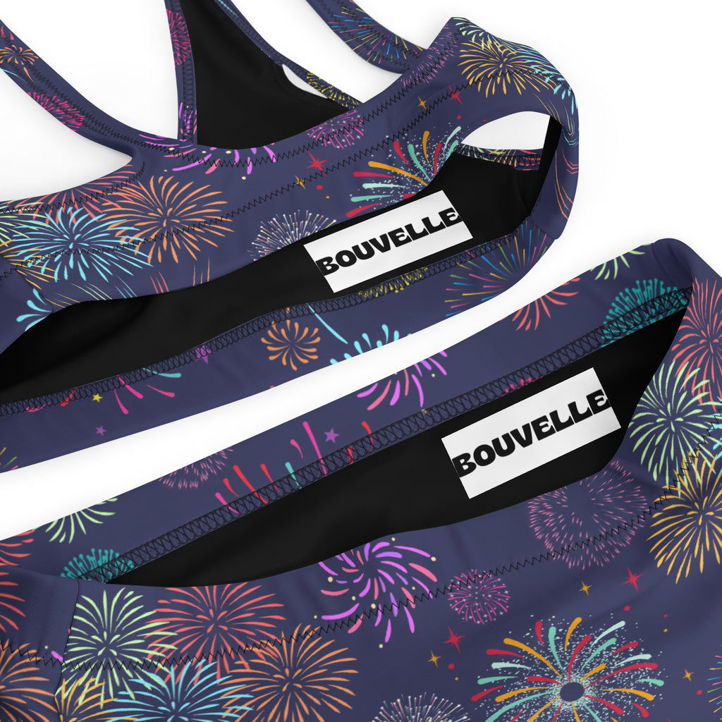 Women's Colorful Fireworks 4th of July Recycled Bikini - Removable Padding, Buttery Soft Quick-Drying UPF 50+ Fabric