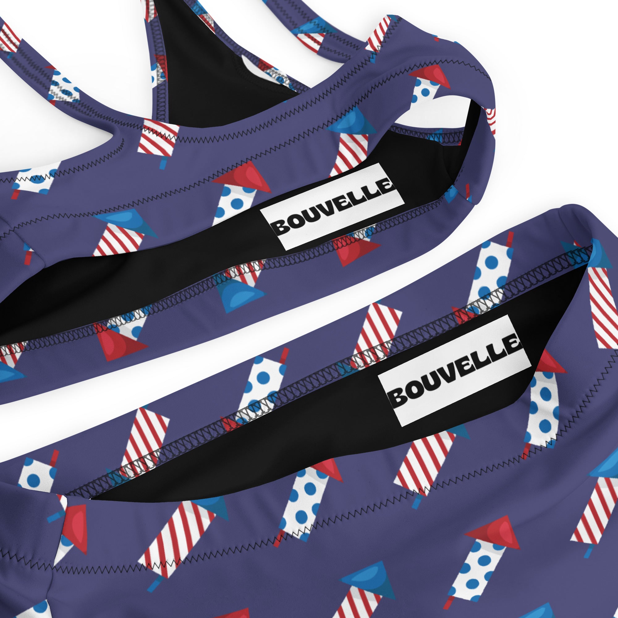 Women's Firework Rockets 4th of July Recycled Bikini - Removable Padding, Buttery Soft Quick-Drying UPF 50+ Fabric