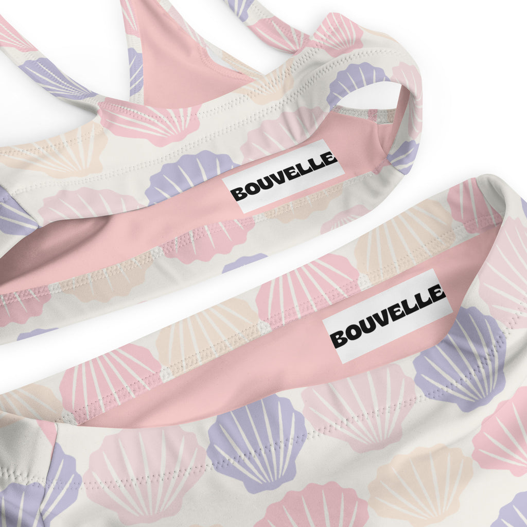 Women's Pastel Seashell Recycled Bikini - Removable Padding, Buttery Soft Quick-Drying UPF 50+ Fabric