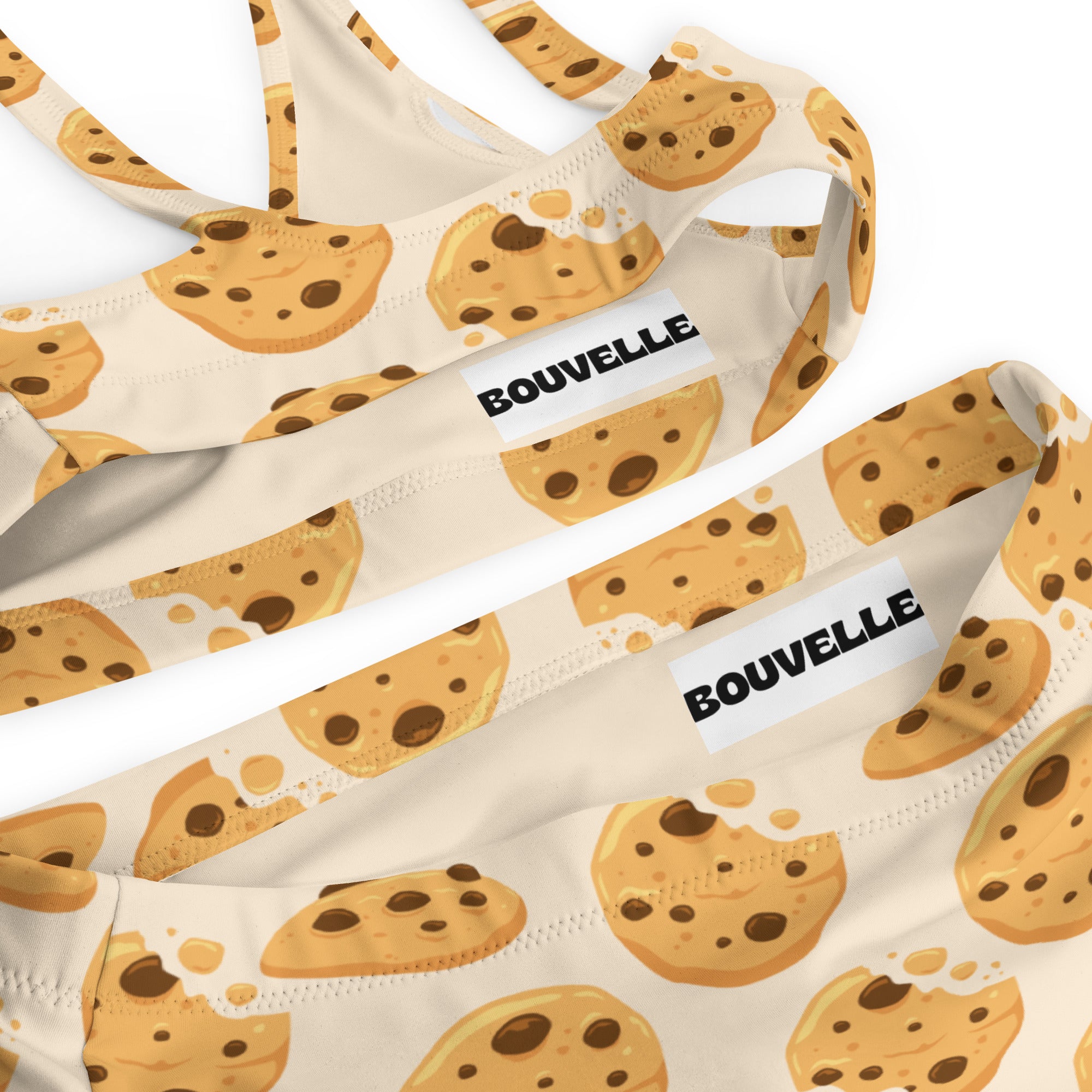 Women's Chocolate Chip Cookies Recycled Bikini - Removable Padding, Buttery Soft Quick-Drying UPF 50+ Fabric