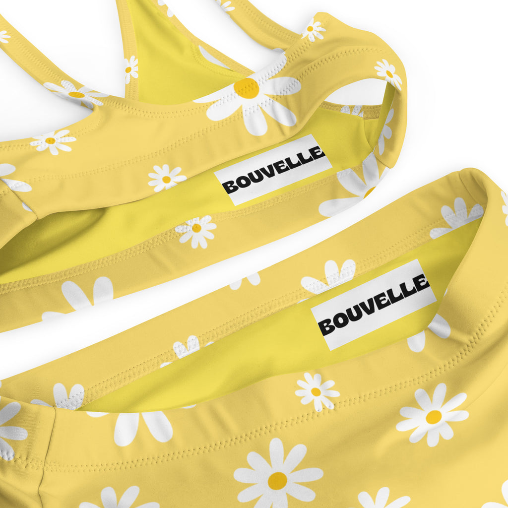Women's Yellow Daisy Recycled Bikini - Removable Padding, Buttery Soft Quick-Drying UPF 50+ Fabric