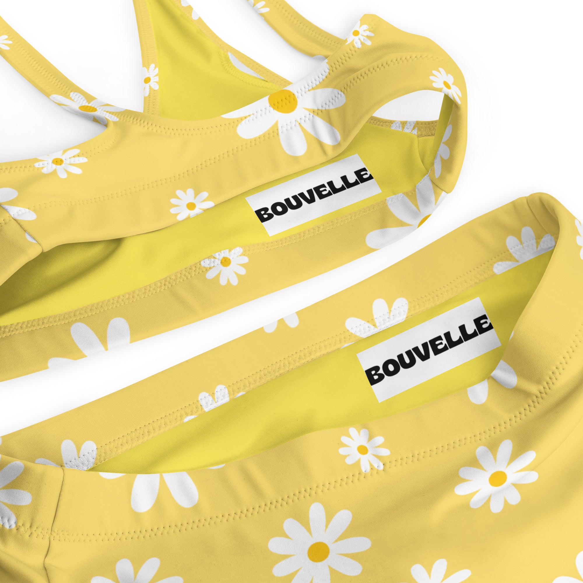 Women's Yellow Daisy Recycled Bikini - Removable Padding, Buttery Soft Quick-Drying UPF 50+ Fabric