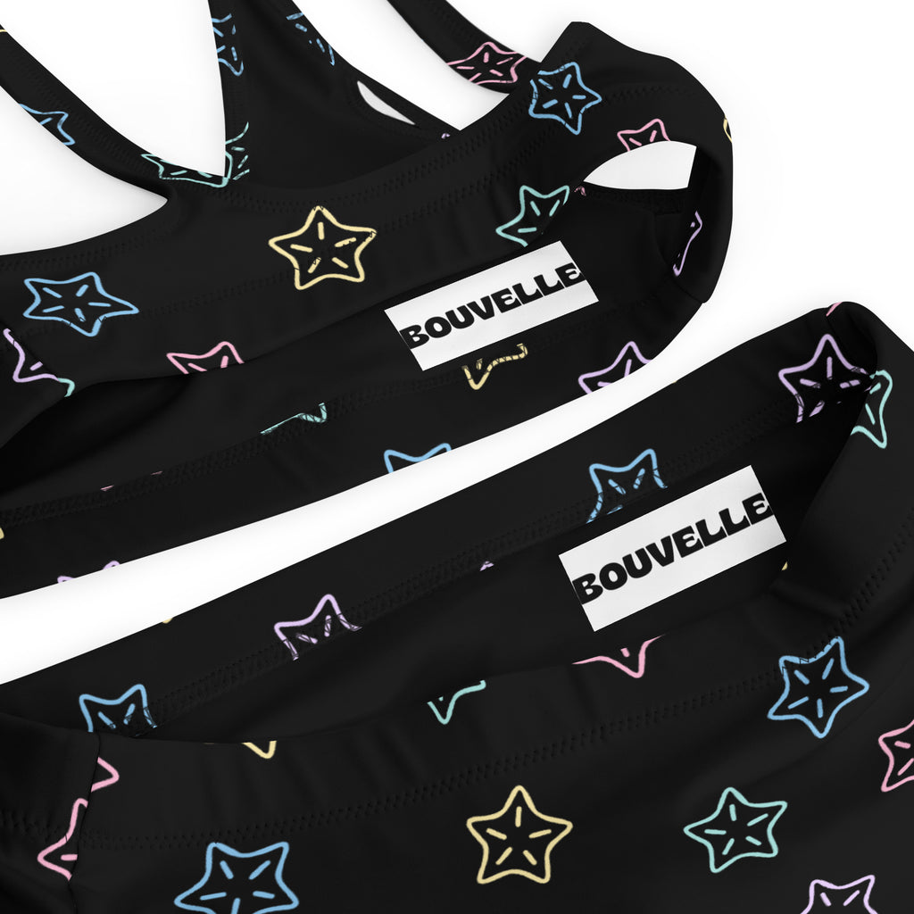 Women's Black Starfish Recycled Bikini - Removable Padding, Buttery Soft Quick-Drying UPF 50+ Fabric