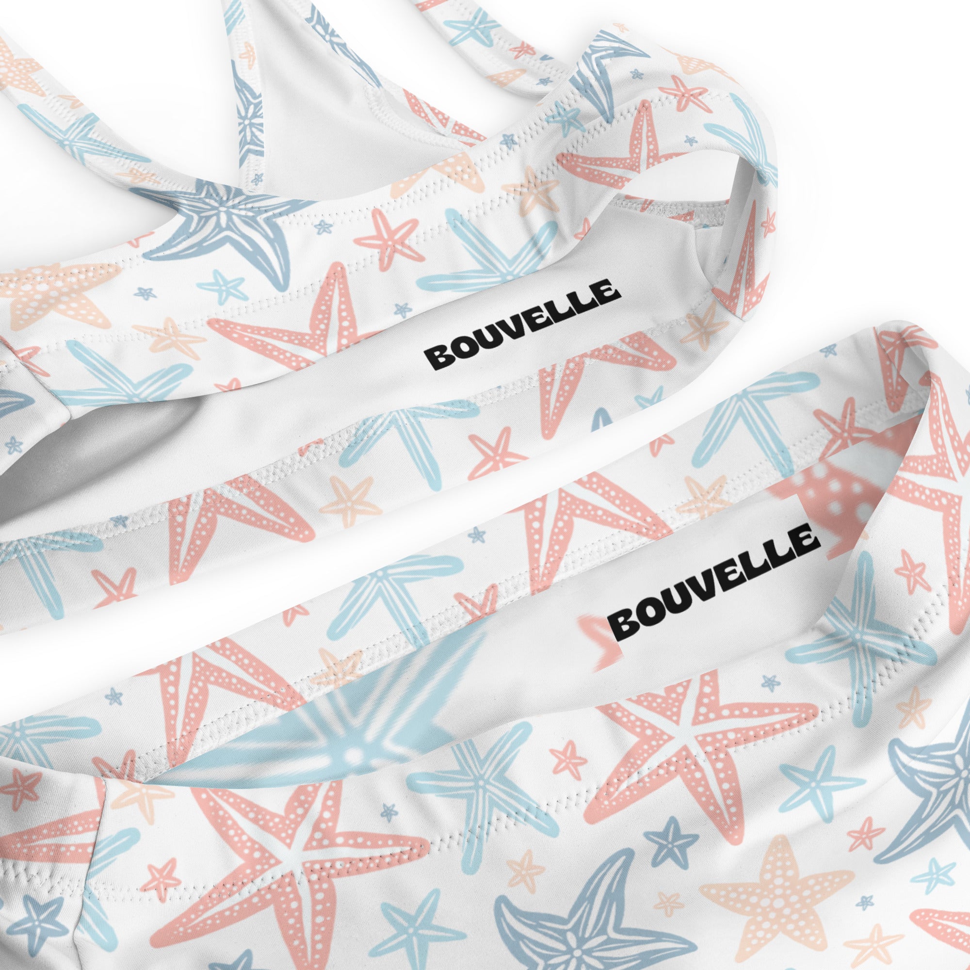 Women's Pastel Starfish Recycled Bikini - Removable Padding, Buttery Soft Quick-Drying UPF 50+ Fabric
