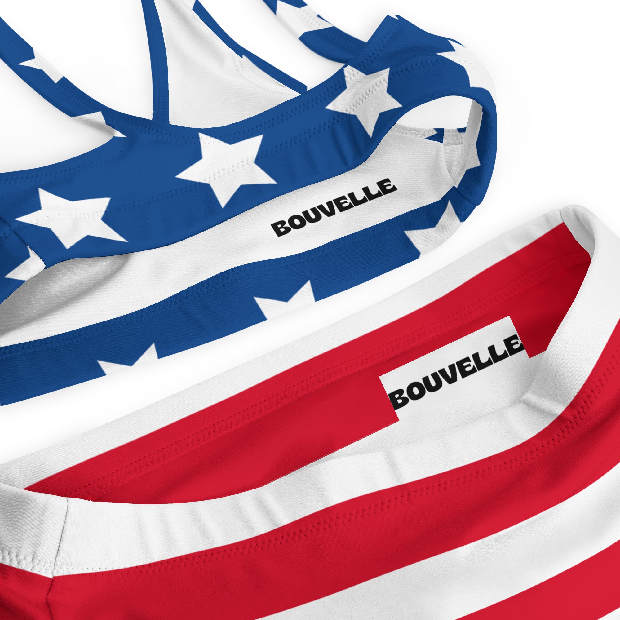 Women's USA Flag Recycled Bikini - Removable Padding, Buttery Soft Quick-Drying UPF 50+ Fabric