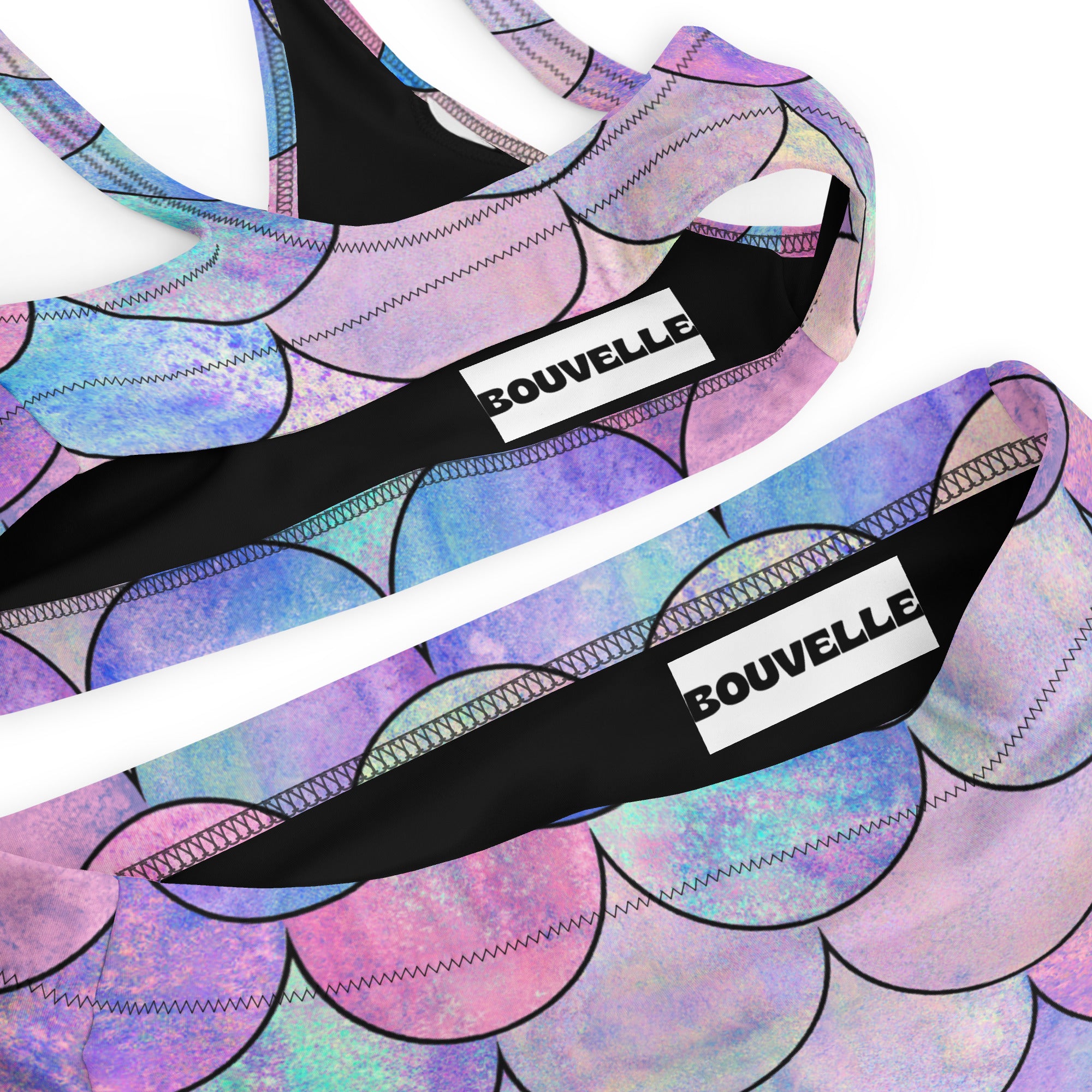 Women's Pastel Mermaid Recycled Bikini - Removable Padding, Buttery Soft Quick-Drying UPF 50+ Fabric
